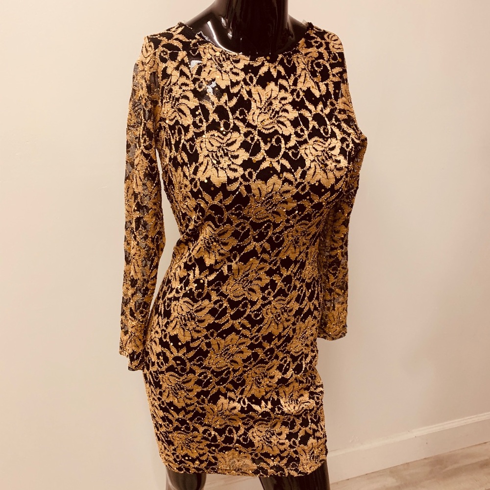 Gold Lace and Black under dress